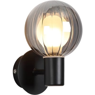 Searchlight Badkamer wandlamp Lumisphere, zwart/rookgrijs, hoogte 12 cm glas