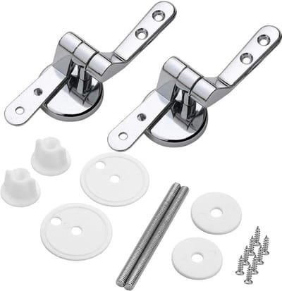 Toiletbril scharnier set - Inclusief montageschroeven en afdekplaten — Essentieel voor de badkamer — Premium roestvrij staal - Universeel type