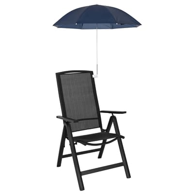 vidaXL - Parasol - met - klem - Ø - 105 - x - 86 - cm - 170T - polyester - 2 - st - Marineblauw