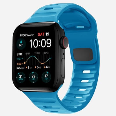 Stravo Outdoor Siliconen Sportbandje – Robuust & Waterbestendig – Stevige Horlogeband & Bandje – Geschikt voor Apple Watch 42mm (Series 11/10) / 41mm / 40mm / 38mm – Voor Apple Watch SE / Series 11 10 9 8 7 6 5 4 3 2 1 – Blauw
