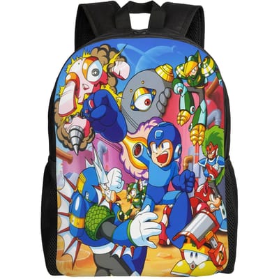 Mega Man Cartoon Rugzak Tiener Polyester Fietsrugzakken Grote Kawaii Schooltassen Rugzak One Size
