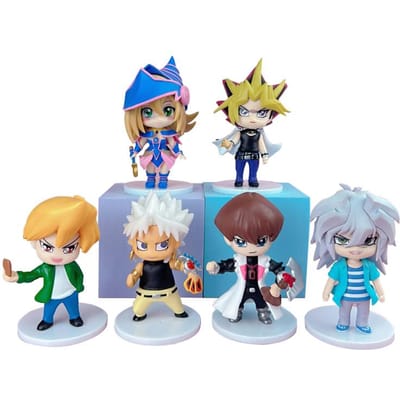 6 Pièces/Ensemble Figurine Yu-Gi-Oh 9.5-12cm Yugi Muto Joey Wheeler Fille Magicienne Seto Kaiba Figurine d'Action Modèle de Bureau No box gray