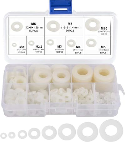 Ynkkvre - Nylon ringen - kunststof afstandsring set 520 stuks - ronde platte ringen M2, M2.5, M3, M4, M5, M6, M8, M10 - nylon - duurzaam en lichtgewicht - geschikt voor elektronica en mechanische toepassingen