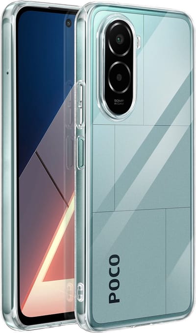 Mayaxess, Siliconen hoesje voor Xiaomi Poco M7 4G Zachte en dunne bescherming, Transparant
