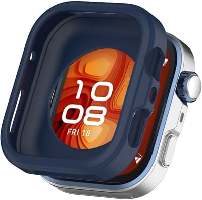 Stravo TPU Beschermhoesje – Geschikt voor Huawei Watch Fit 4 Pro / Fit 5 Pro – Flexibele Beschermcase – Schokbestendige Bumper – Donkerblauw