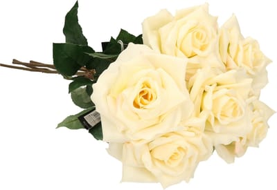 Emerald Kunstbloem roos Marleen - 5x - creme - 63 cm - decoratie bloemen