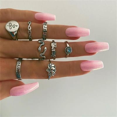 Slangringen voor Vrouwen Mode Sieraden Ring Sets Vintage Bague Femme Ringen voor Meisjes Verstelbare Vingerring Anillo brown