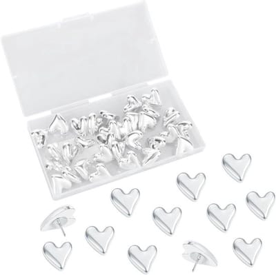 Dailygoods- Punaises Hartvormig - 30st Decoratieve Punaises - Prikbord - Duimspijkers - Nikkellegering - Schattig en Praktisch - Push-pins