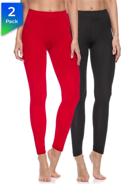 Merry Style Dames Leggings - Sport - Vrijetijdsbroek - 2-Pack - Lang - Katoen - MS-MS10-198-LE-2Pack - Zwart/Rood - XL