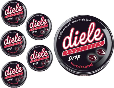 6 doosjes Diele Pastilles Drop In Blik á 75 gram - Voordeelverpakking Snoepgoed