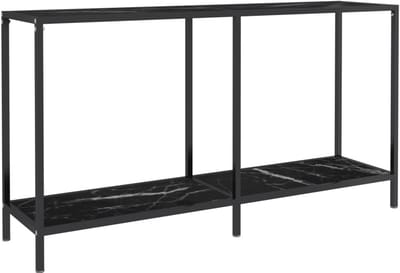Wandtafel - Bijzettafel gangtafel - Decoratie opbergen - Gehard glas metaal - 140x35x755 cm - Zwart marmer