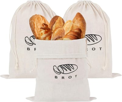 Linnen broodzakken 3 stuks - 40 x 30 cm - herbruikbaar - ideaal voor vers brood - ShopVlot