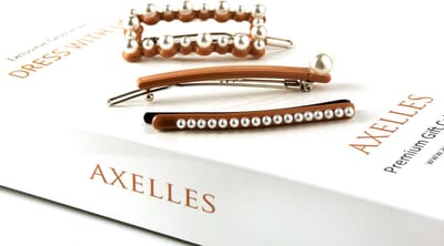 Haarspelden met parels 3-set in- geschenkdoos, coffee bruin.