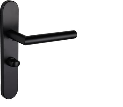 Lavuzo deurkruk Mantua Zwart met afgerond schild WC63/8 badkamersluiting | Per set | Deurklink met schild