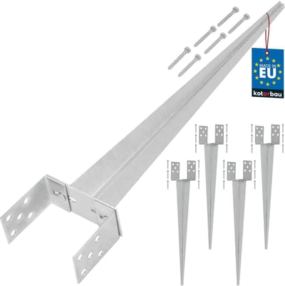 Paaldragers Set - Grondhuls Paalanker - Omheining Plaatsen - Verstelbaar U-Vorm - 0-160mm Breedte - Zilver