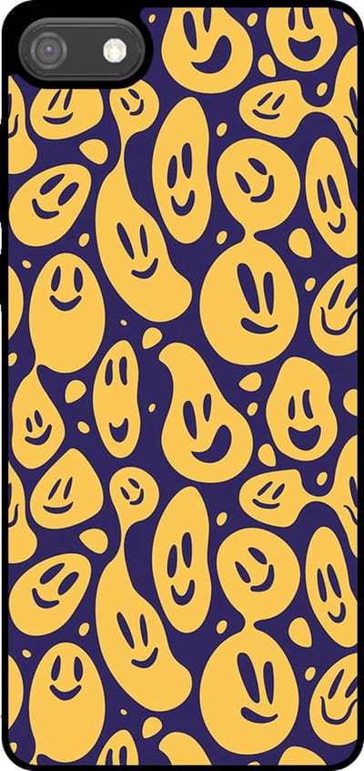 Smartphonica Telefoonhoesje Geschikt voor Huawei Y5 (2018) met smiley opdruk - TPU backcover case emoji design - Paars Geel geschikt voor Huawei Y5 (2018)