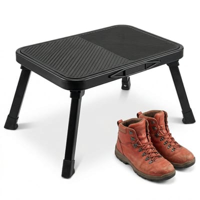 Cheqo® Opstapkruk Inklapbaar - Opstapje Anti-Slip - Vouwkruk voor Caravan en Camper - Opvouwbaar Trapje - Klapkruk - Instaptrede Camping - Keukentrapje - Caravanopstap - Stalen Krukje voor Keuken en Garage - Draagbaar Opstapje