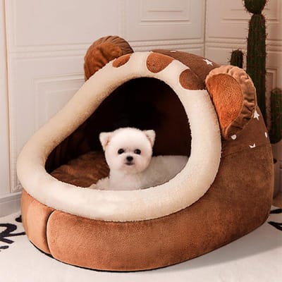 Zelfverwarmend puppyhuis, gezellige katten slaaptent, grotbedden, binnen kittennest, kennelhut voor kleine en middelgrote honden, winter S black