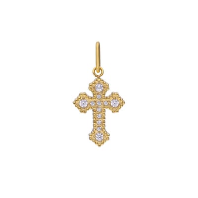 Lucardi Dames Stainless steel goldplated hanger kruis met zirkonia voor dames - Hanger - Staal - Goudkleurig