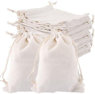 Dailygoods- Stoffen Zakjes 50 Stuks - Katoenen Zakjes 15 x 20 cm - Zakjes met Trekkoord - Bruiloft/Feest - Beschilderbare Zakjes - Stevig en Zacht