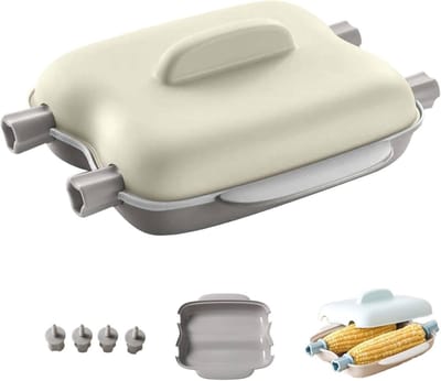 Stoompan - Maïsstomer voor stoomkoker - zoete maïskoker - maïsstomer voor stoomkoker - Maïskolfkoker met deksel en handgreep, vaatwasmachinebestendig en BPA-vrij - draagbaar geschikt voor keuken/kantoor/studentenhuis ( wit)