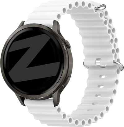 Bandz Ocean 'Classic' siliconen bandje geschikt voor Garmin Vivoactive 6 / 5 / 3 / Vivomove / 3 / HR / Style / Luxe / Sport / Trend / Forerunner 645 / 570 / 245 / 170 / 165 / 70 / 55 / Venu / SQ / SQ2 / 2 Plus / Approach S12 / S40 / S42 / S44 - Wit