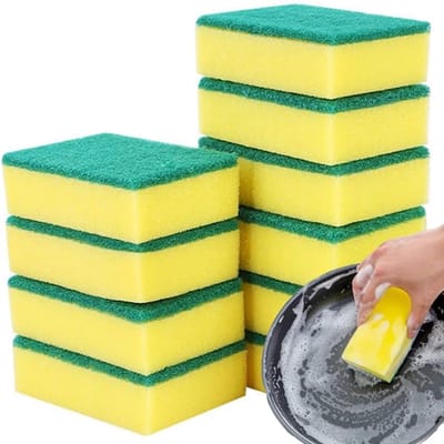 10 Stuks Schuursponsjes - huishoudsponsjes - 10x7x3 cm - Geschikt voor Keuken & Badkamer