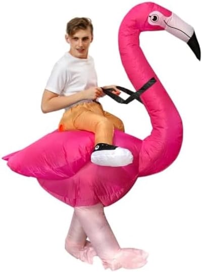 Opblaasbaar Flamingo Kostuum voor Volwassenen