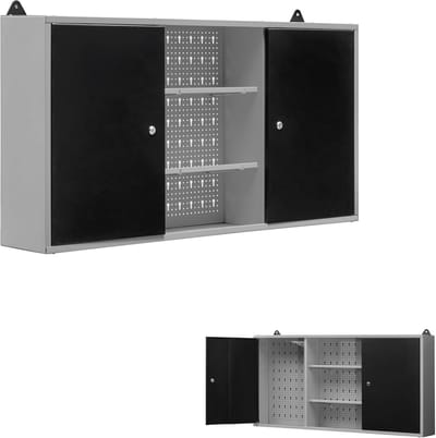 Moderne Metalen Kast 120x60x20cm met Planken en Slot - Ideaal voor Kantoor, Werkplaats en Buiten