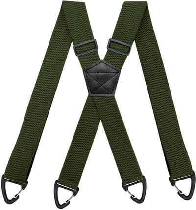 Deze herenbretels hebben een X-vormig ontwerp met vier haken en een verstelbare elastische tailleband. Groen