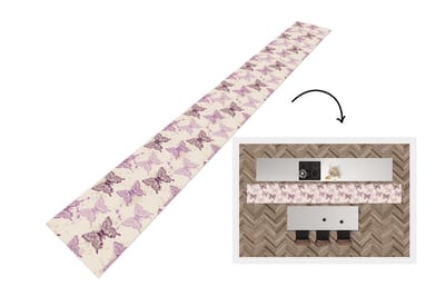 Keukenloper - Keukenmat - Dieren - Patronen - Paars - Vlinder - 400x50 cm - Keuken vloerkleed