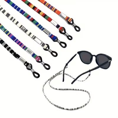 Multicolor brillenkoord brillenbandje dames en heren – kleurrijk geweven brillen ketting met metalen clips – anti verlies brillenkoord voor zonnebril en leesbril – set van 6 brillenbandjes met patroon