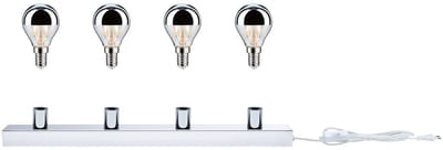 Set LED-spiegellamp Regula II Inclusief fluorescentielampen 4-vlammig E14 2700K 4x220lm 230V 4x2,6W dimbaar Chroom, Kopspiegel zilver