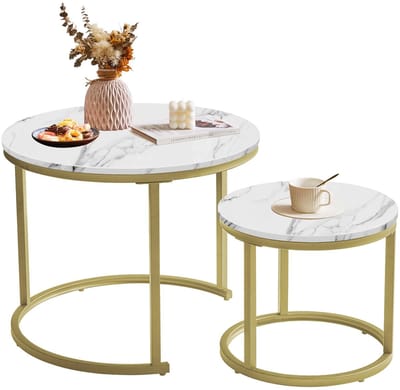 Dailygoods- Nesttafel Ronde Set van 2 - Bijzettafel Bank - Salontafel