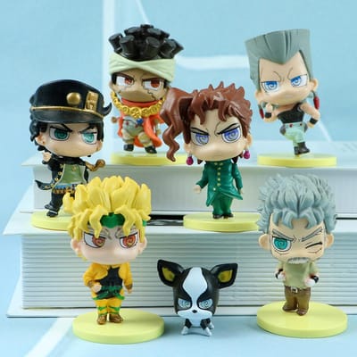 7 stuks/set JoJo's Bizarre Adventure Speelgoed Figuur Bureaublad Decoratie Model Ornamenten Speelgoed gray