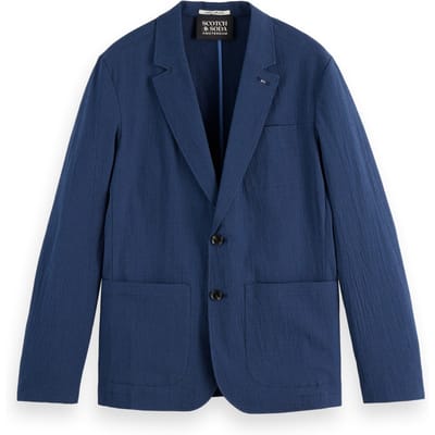Scotch & Soda Regular-fit Unconstructed Cotton-blend Seersucker Blazer Sky Taglia: S | Blazers Outlet | Uomo