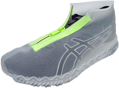 Waterdichte overschoenen met rits, herbruikbare siliconen regenoverschoenen voor mannen en vrouwen, houd schoenen droog in regen, sneeuw en modder (rits transparant, groot)