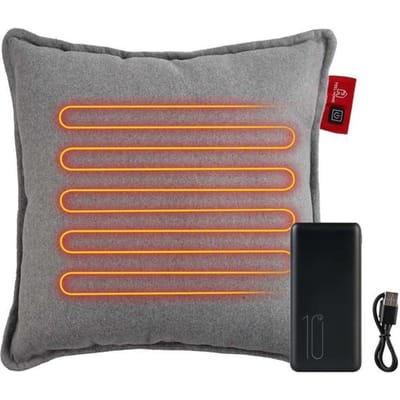 Feel Home - Verwarmend Kussen - Effen Grijs 45x45cm - met 10000mAh Power bank