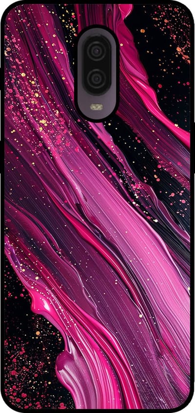 Smartphonica Telefoonhoesje Geschikt voor OnePlus 6T met marmer opdruk - TPU backcover case marble design - Paars Roze geschikt voor OnePlus 6T