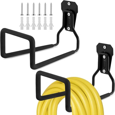 Set van 2 Wandbeugels voor Tuinslangen - Duurzame Metalen Opslaghaken voor Garage, Tuin en Gereedschap