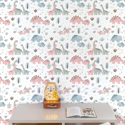 Dailygoody - Zelfklevend Behang - Dinosaurussen wanddecoratie - 250cm - Cartoon voor Kinderen - Eenvoudig aan te brengen - Geschikt voor Slaapkamer -