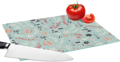 Glazen Snijplank - 28x20 - Onderwater - Planten - Zeedieren - Patroon - Snijplanken Glas