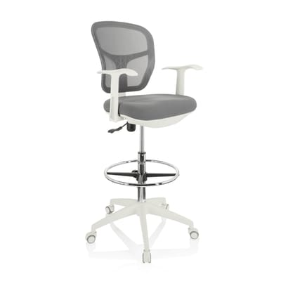 Werkstoel / Verhoogde bureaustoel TOP WORK 108 W Netstof/Stof grijs hjh OFFICE