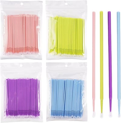 800 Stuks Micro Applicators en Wegwerpmicroborstels voor Wimperextensions, Make-up Toepassing en Reiniging in 4 Kleuren