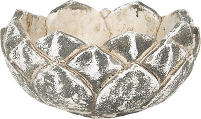Clayre & Eef Bloempot Ø 15x8 cm Grijs Steen Rond Bloempot binnen Plantenpot Plant pot