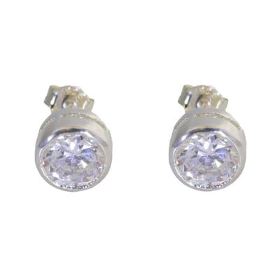 Behave – Oorbellen – 925 Sterling Zilver – Zirconia Oorknopje 8 mm - Rond