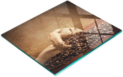 Stijlvol en duurzaam glazen bord met opdruk van koffiebonen, 60x52 cm