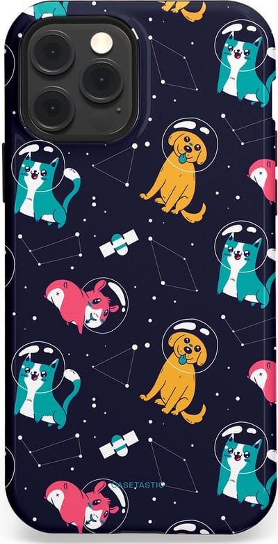 Casetastic Hoesje Geschikt voor Apple iPhone 12/12 Pro Magsafe - Stijlvolle Beschermende Duo-layer Case - Sterrennacht Dieren