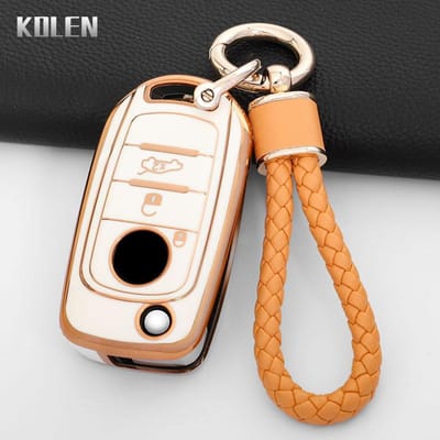 TPU Auto Flip Sleutelhoes Cover Shell Fob Voor Fiat Tipo Toro Nuovo Freedom 500X Doblo Argo Grazie Sleutelbeschermer Accessoires Sleutelhanger orange