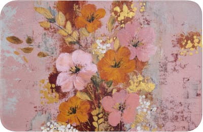 WC mat 60x40 cm - Antislip - Schilderij - Bloemen - Rustiek - Roze - Toiletmat - Vloermat - Douchemat - Toilet tapijt - Toiletmatten